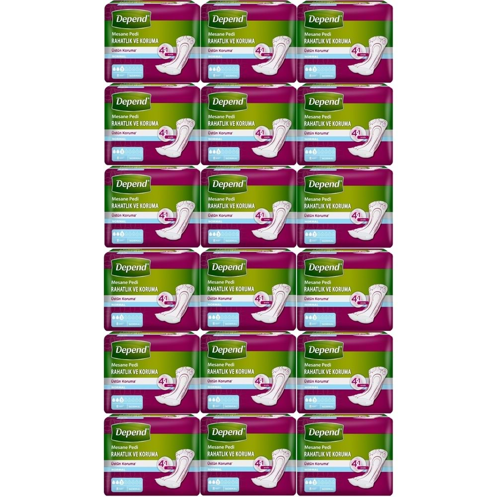 Depend Mesane Pedi Normal Rahatlık ve Koruma 144 Adet (18PK*8)