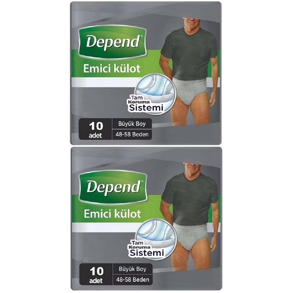 Depend Emici Külot Hasta Bezi Large - Büyük Erkek 20 Adet (2PK*10)