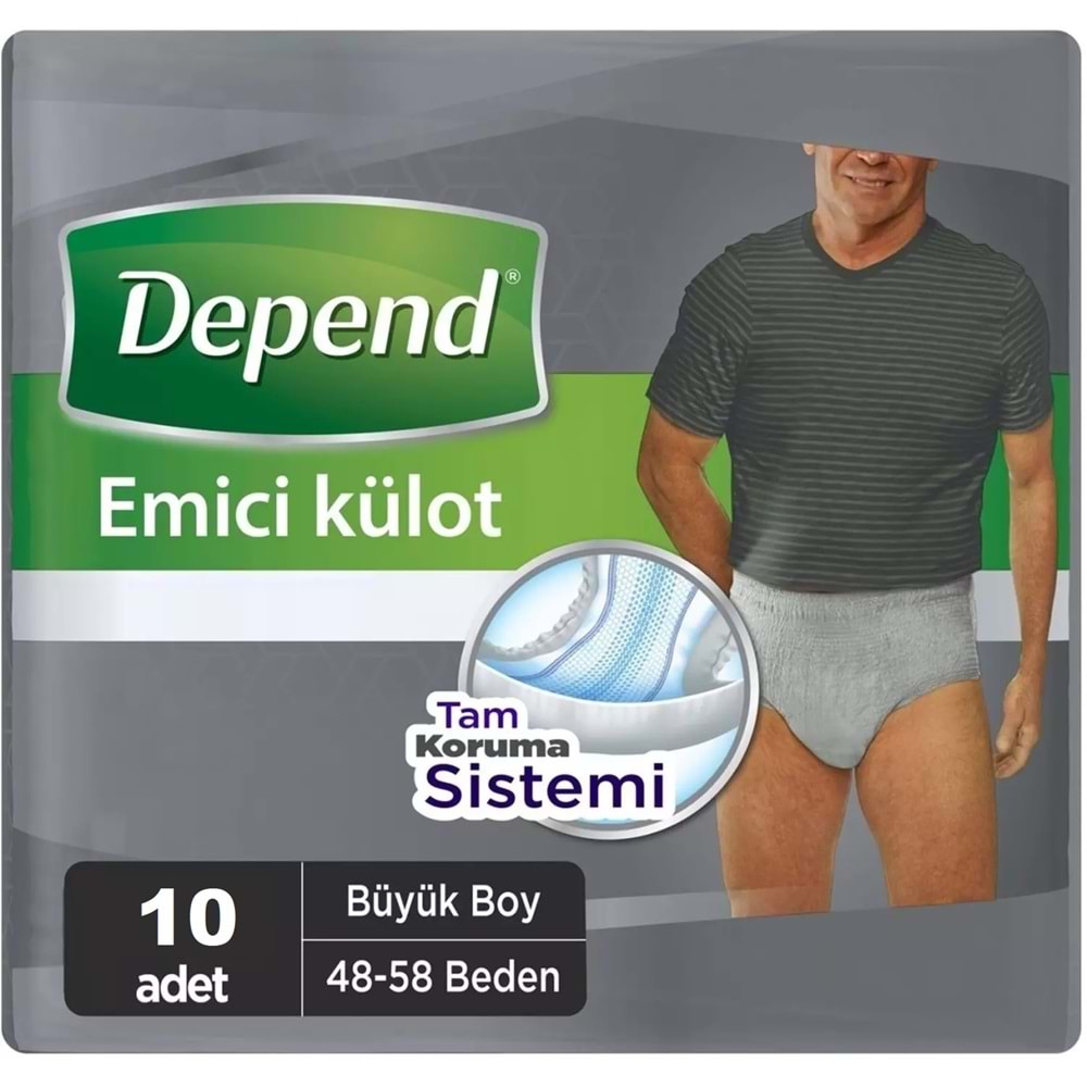 Depend Emici Külot Hasta Bezi Large - Büyük Erkek 90 Adet (9PK*10)