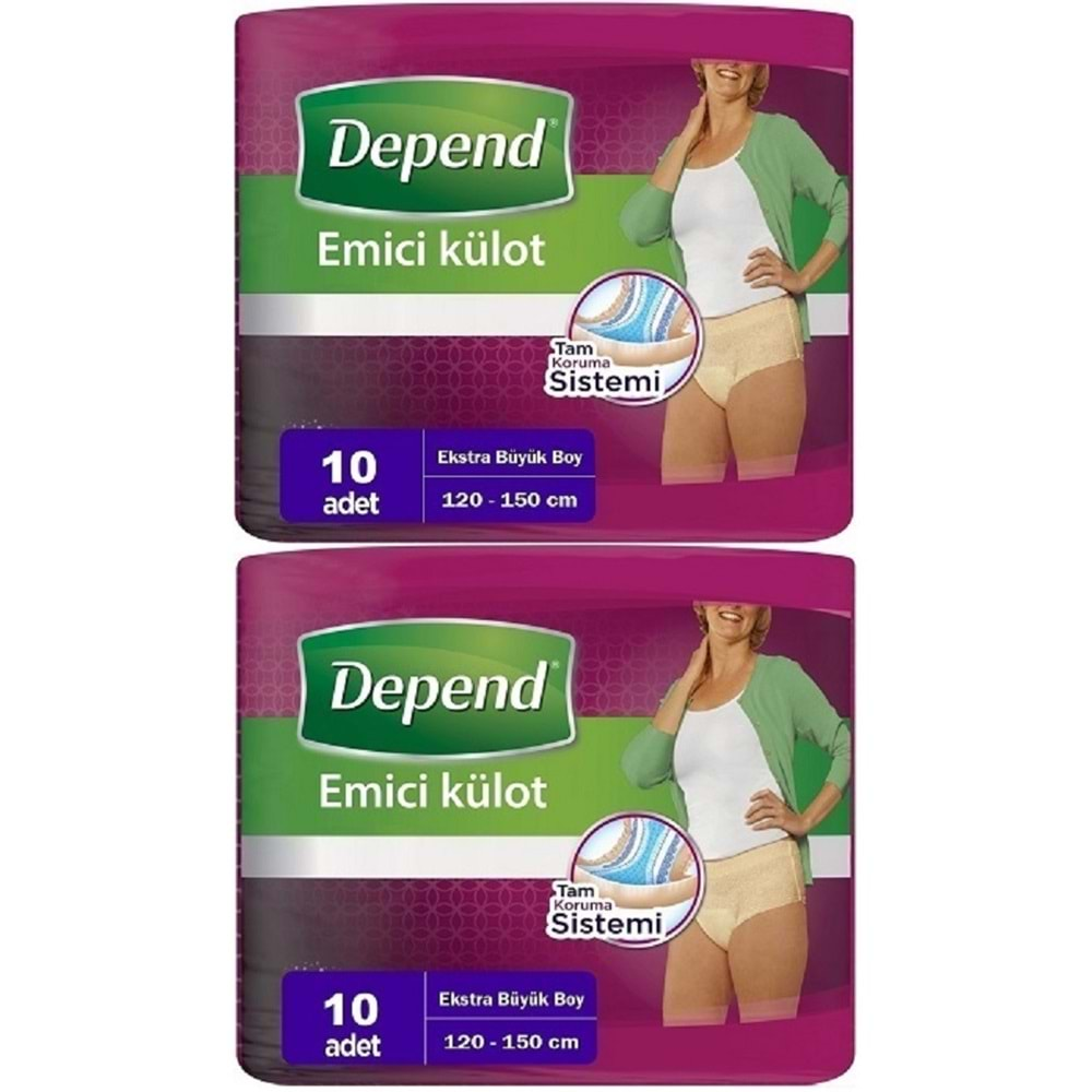 Depend Emici Külot Hasta Bezi XL - Extra Büyük Kadın 20 Adet (2PK*10)