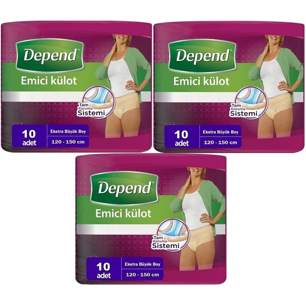 Depend Emici Külot Hasta Bezi XL - Extra Büyük Kadın 30 Adet (3PK*10)