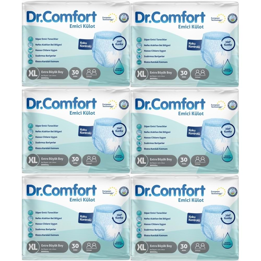 Dr.Comfort Hasta Bezi Yetişkin Emici Külot Ekstra Büyük (XL) 180 Adet (6Pk*30)