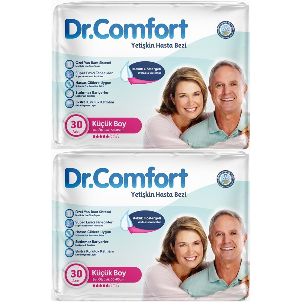 Dr.Comfort Yetişkin Hasta Bezi Bel Bantlı Tekstil Yüzeyli S - Küçük - Small 60 Adet (2PK*30)