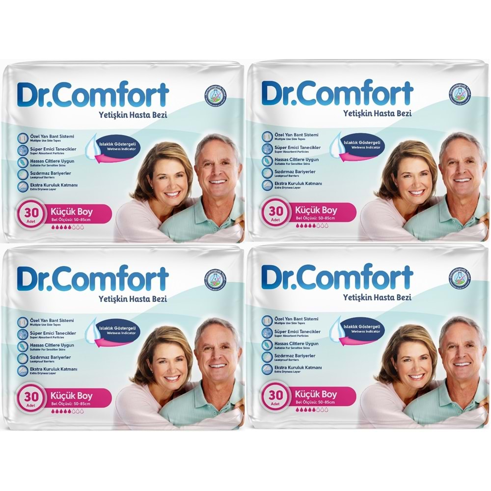 Dr.Comfort Yetişkin Hasta Bezi Bel Bantlı Tekstil Yüzeyli S - Küçük - Small 120 Adet (4PK*30)