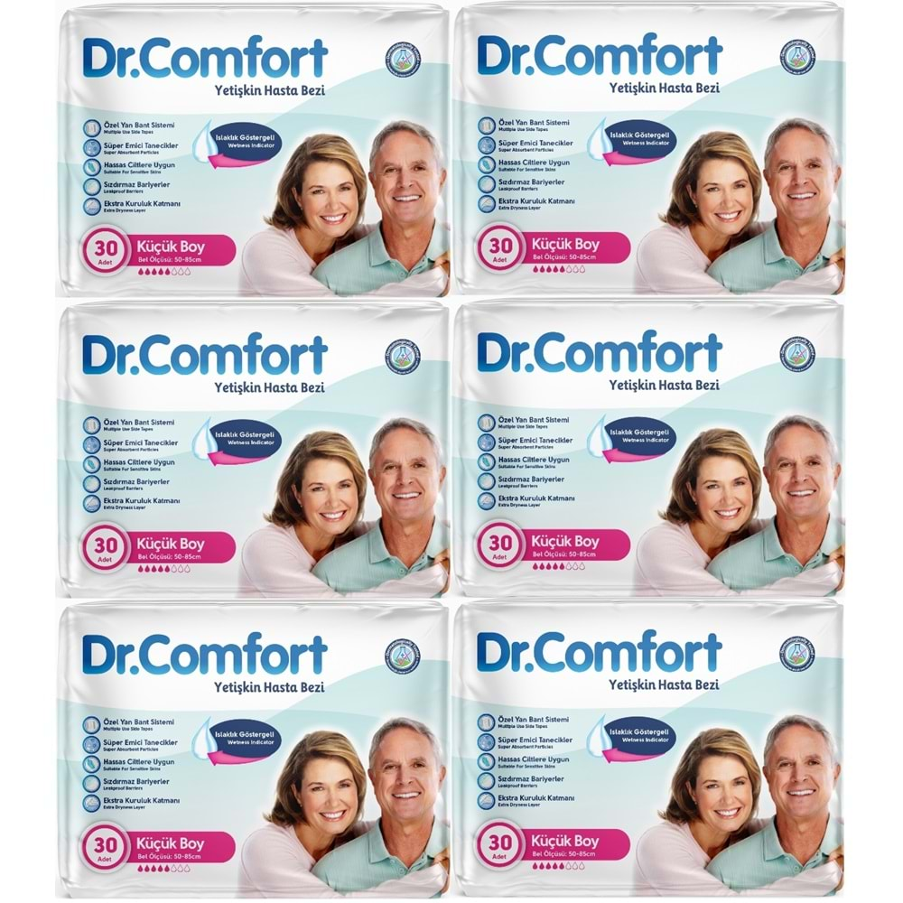 Dr.Comfort Yetişkin Hasta Bezi Bel Bantlı Tekstil Yüzeyli S - Küçük - Small 180 Adet (6PK*30)