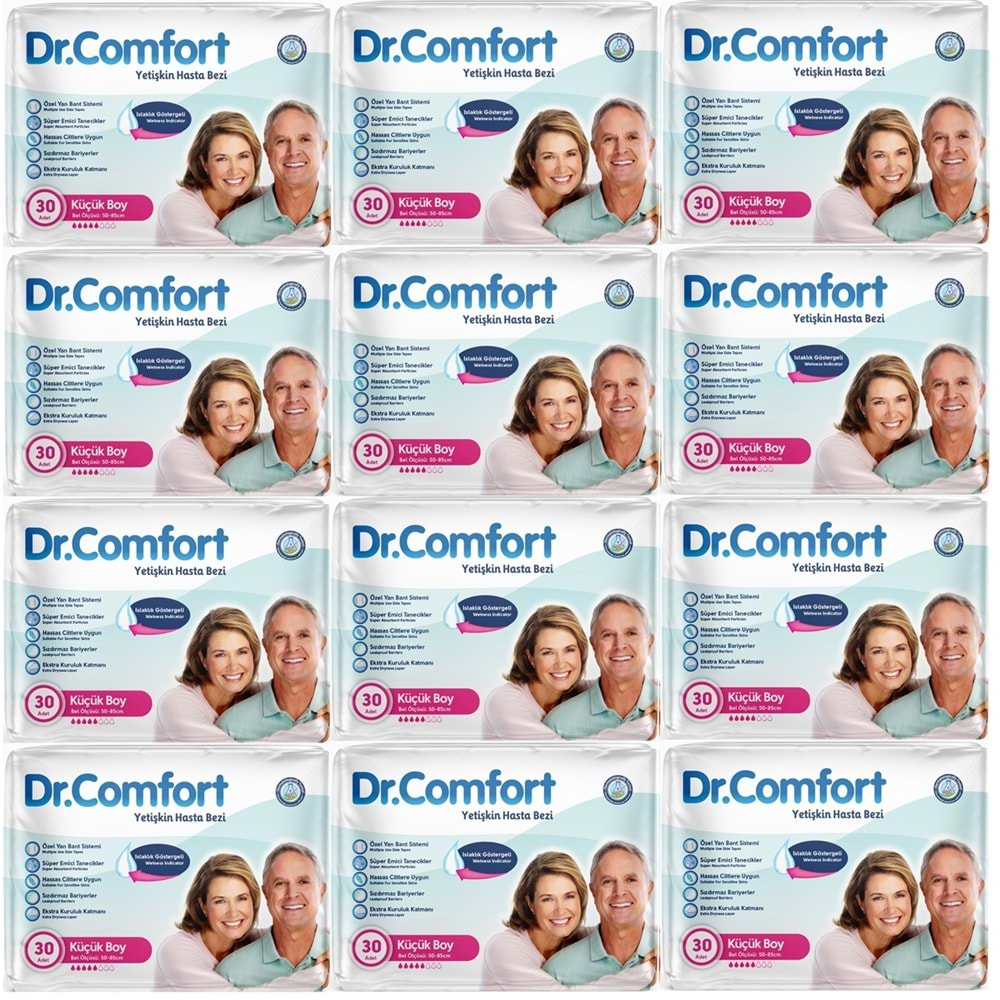 Dr.Comfort Yetişkin Hasta Bezi Bel Bantlı Tekstil Yüzeyli S - Küçük - Small 360 Adet (12PK*30)