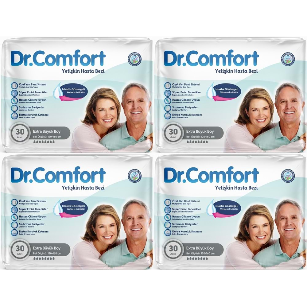 Dr.Comfort Yetişkin Hasta Bezi Bel Bantlı Tekstil Yüzeyli XL - Ekstra Büyük 120 Adet (4PK*30)