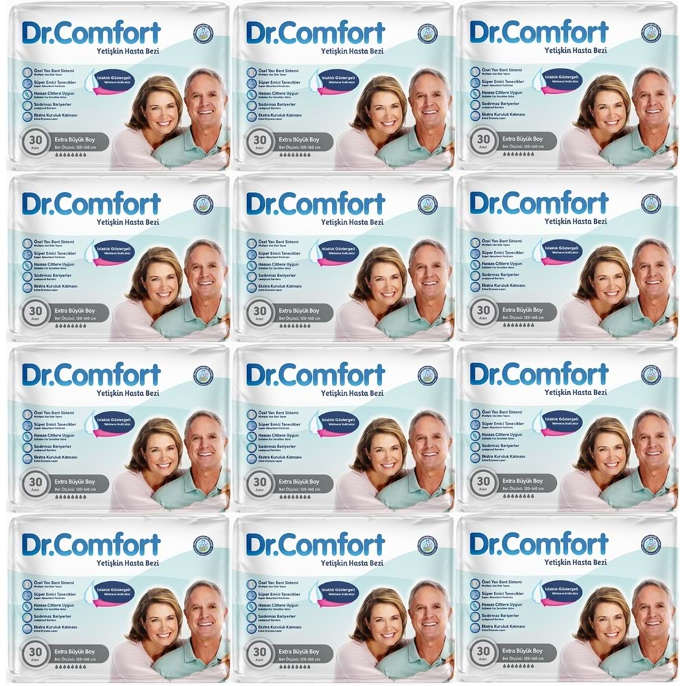 Dr.Comfort Yetişkin Hasta Bezi Bel Bantlı Tekstil Yüzeyli XL - Ekstra Büyük 360 Adet (12PK*30)