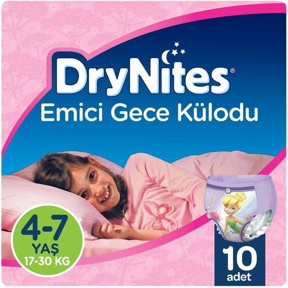 Drynites Emici Gece Külodu/Külot Bez Kız 4-7 Yaş 17-30 KG Large 40 Adet 4PK*10 Alt Islatmalara Karşı