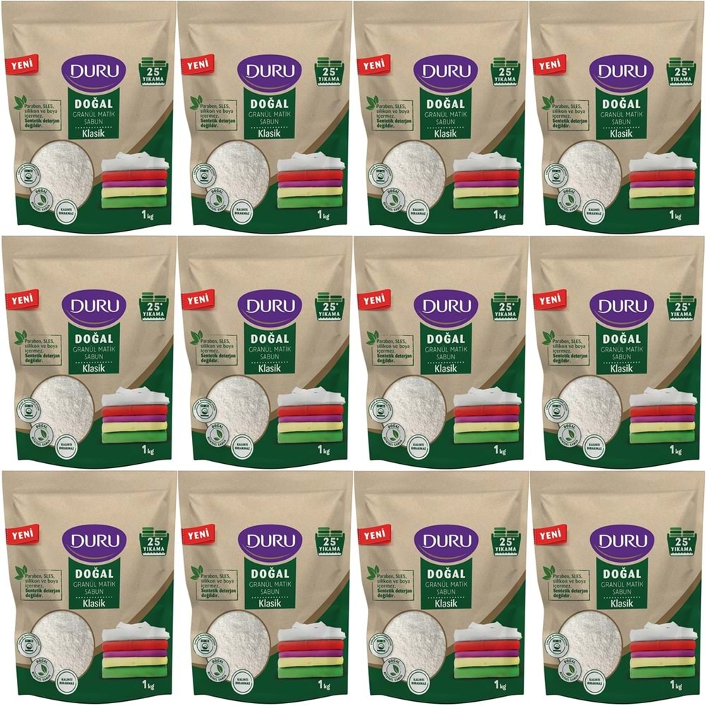 Duru Doğal Granül Matik Sabun Tozu Klasik 12KG (12PK*1) (300 Yıkama)