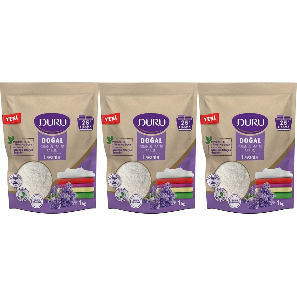 Duru Doğal Granül Matik Sabun Tozu Lavanta 3KG (3PK*1) (75 Yıkama)