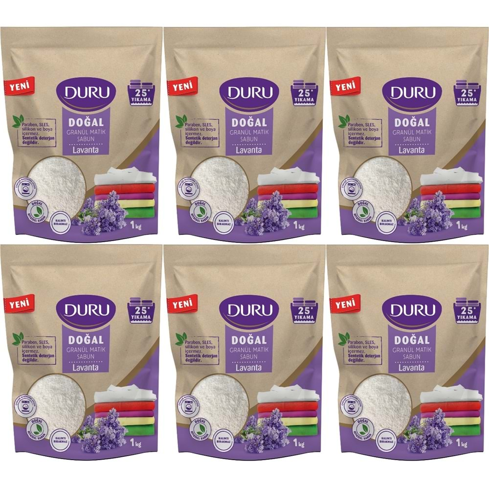 Duru Doğal Granül Matik Sabun Tozu Lavanta 6KG (6PK*1) (150 Yıkama)