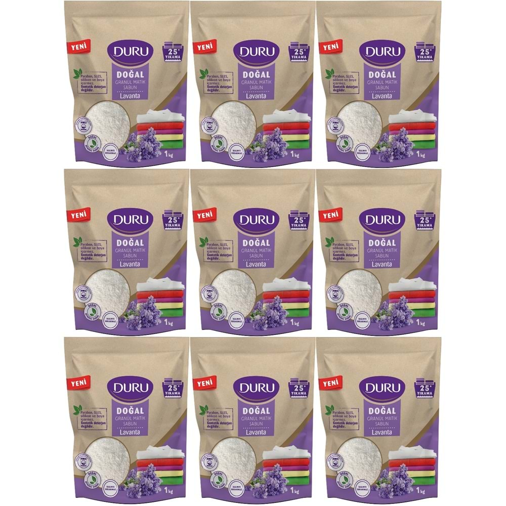 Duru Doğal Granül Matik Sabun Tozu Lavanta 9KG (9PK*1) (225 Yıkama)