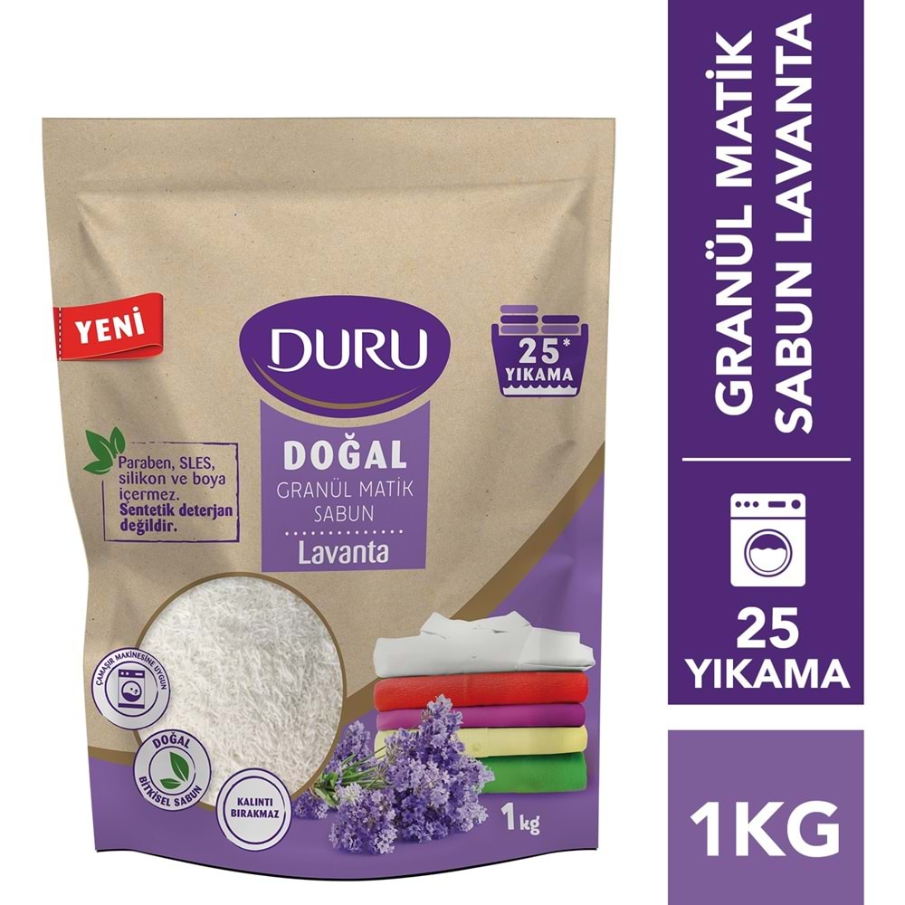 Duru Doğal Granül Matik Sabun Tozu Lavanta 12KG (12PK*1) (300 Yıkama)