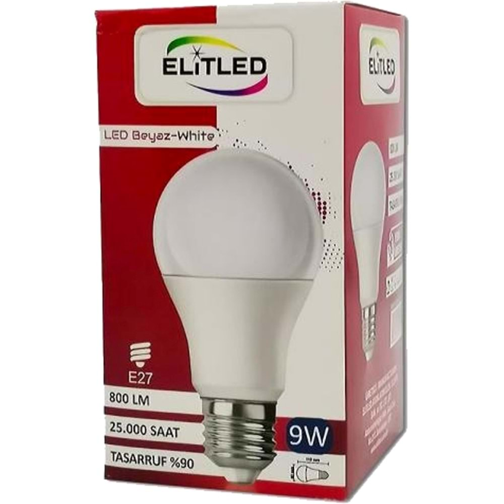 Elitled Led Ampül Beyaz-White 9W (3 Lü Set)