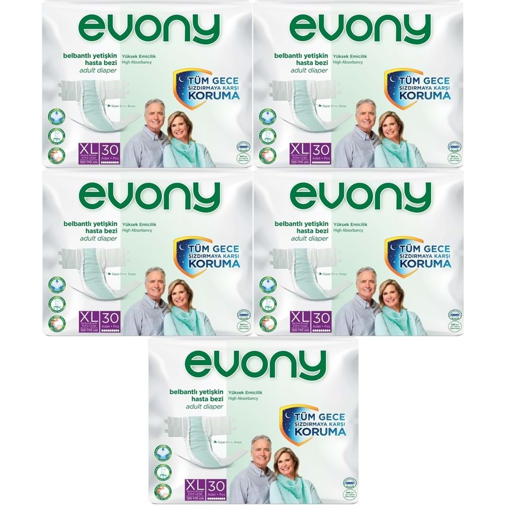 Evony Hasta Bezi Yetişkin Bel Bantlı Tekstil Yüzey Ekstra Büyük (XL) 150 Adet (5PK*30)