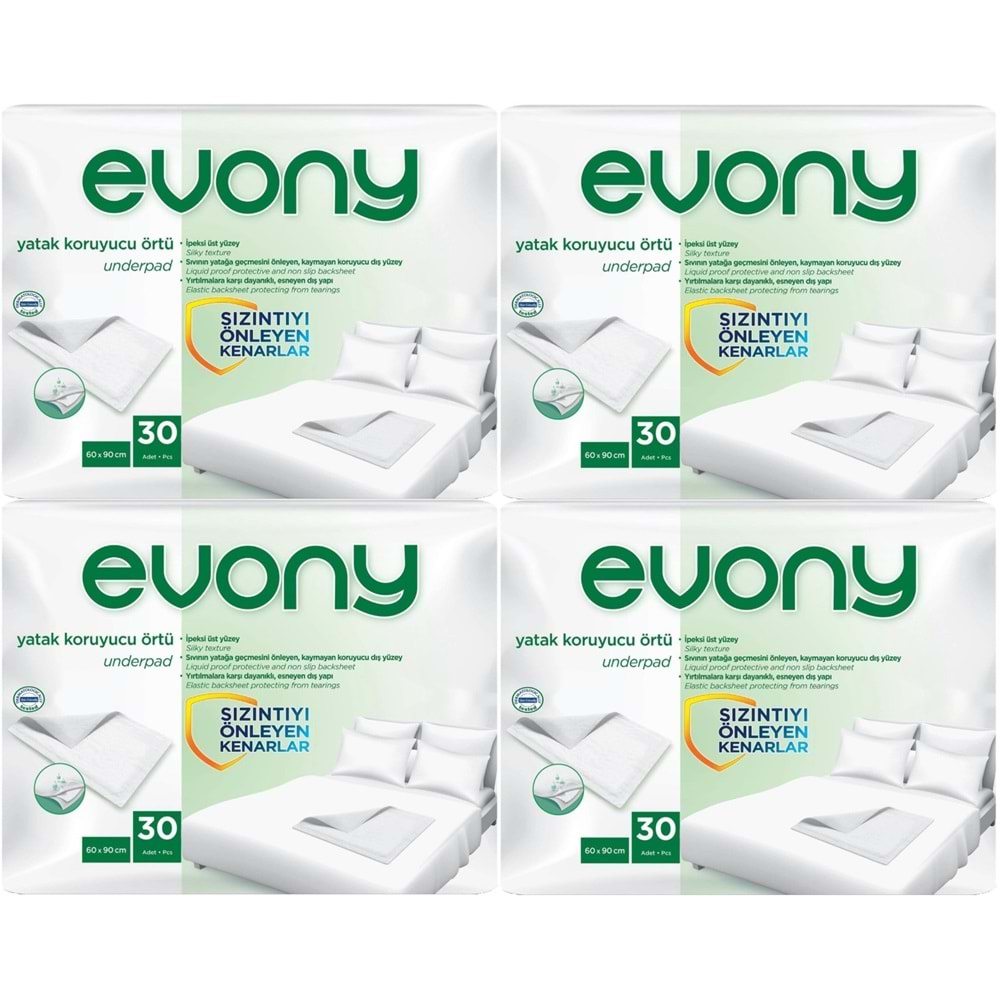 Evony Hasta Yatak Koruyucu Örtü 60*90Cm 120 Adet (4PK*30) (Kaymaz Özellikli)