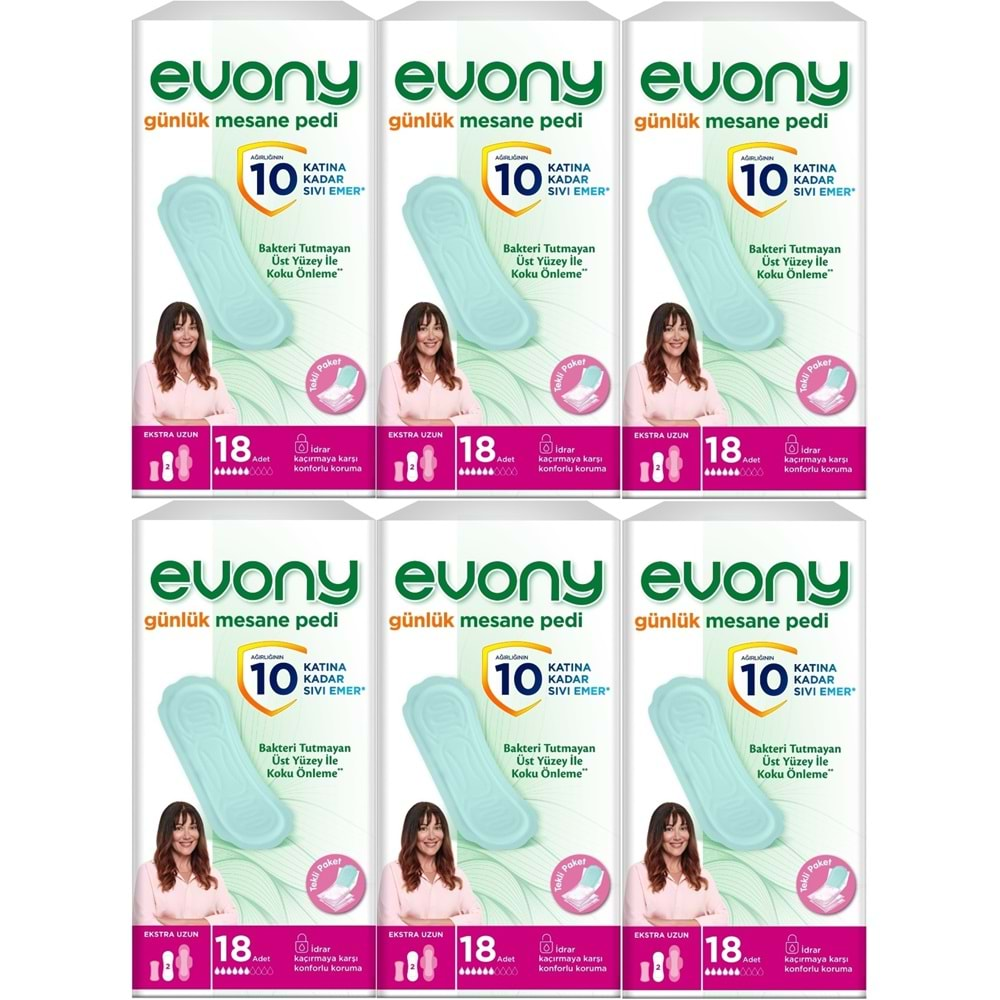 Evony Günlük Mesane Pedi Ekstra Uzun 108 Adet (6PK*18)