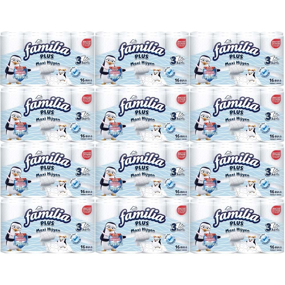 Familia Plus Tuvalet Kağıdı (3 Katlı) 192 Li Set Maxi Hijyen (12PK*16)