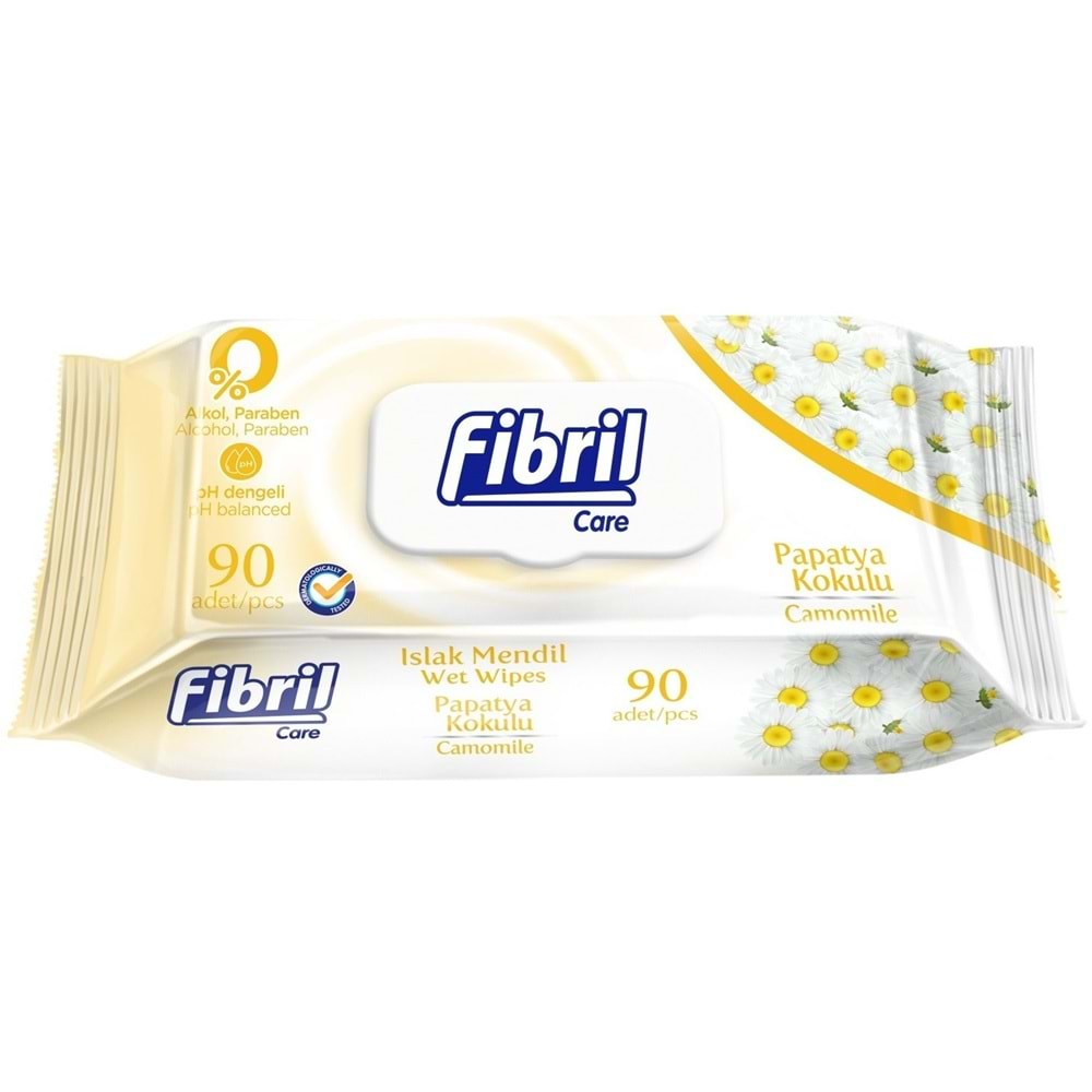 Fibril Islak Havlu Mendil 90 Yaprak Papatya Plastik Kapaklı (3 Lü Set) 270 Yaprak