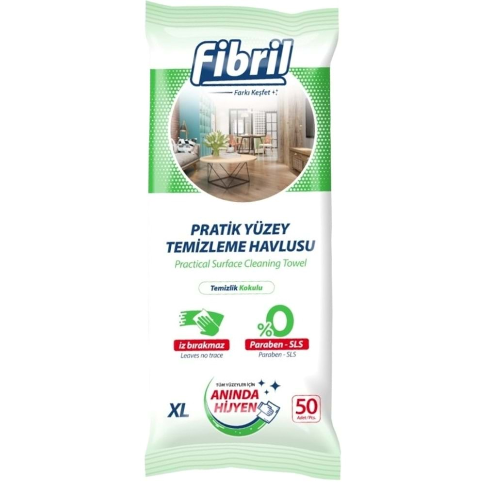 Fibril Yüzey Temizlik Havlusu 50 Yaprak XL Temizlik Kokulu 3 Lü Set 150 Yaprak Plastik Kapaklı