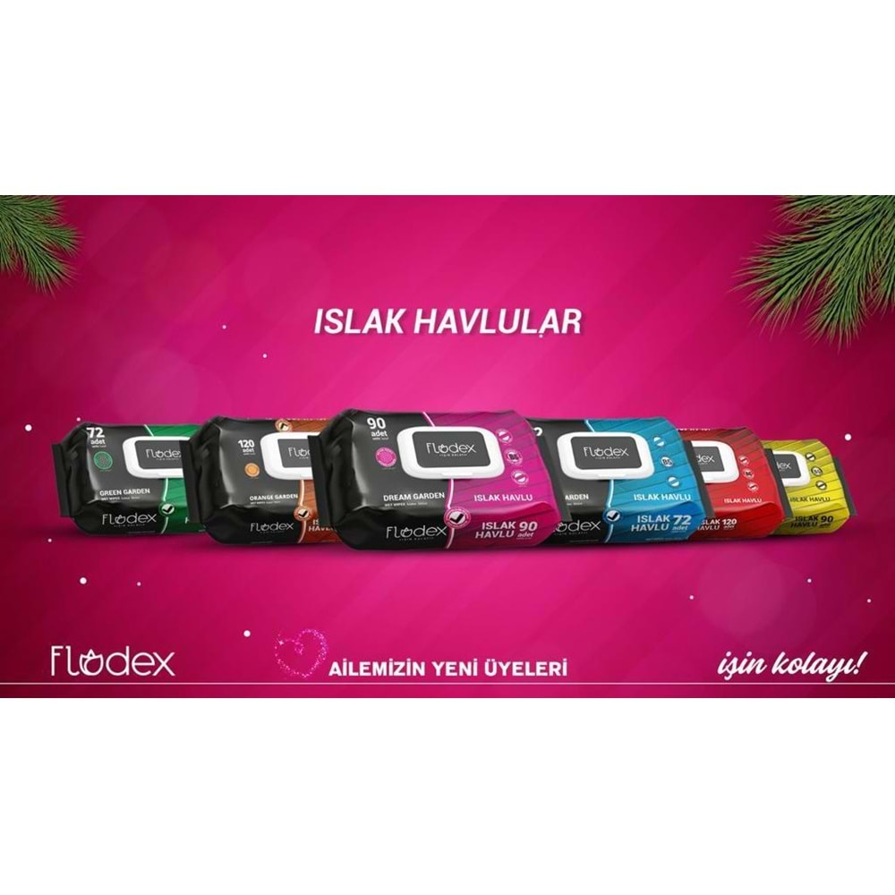 Flodex Islak Havlu Mendil 120 Yaprak Orange Garden (4 Lü Set) 480 Yaprak Plastik Kapaklı