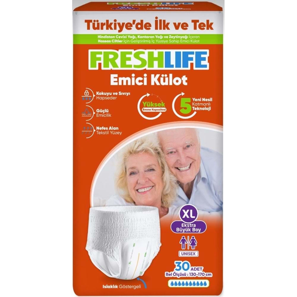 FreshLife Emici Külot Hasta Bezi XL Ekstra Büyük 90 Adet (3PK*30)