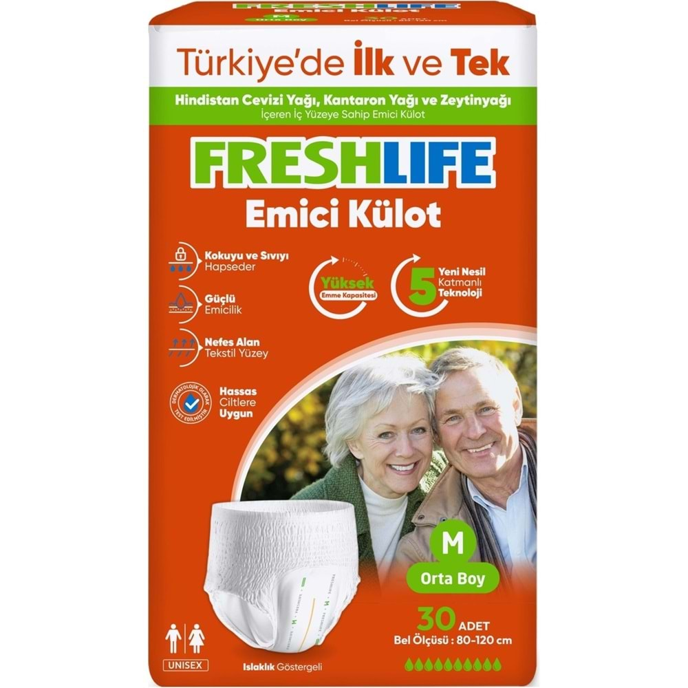 FreshLife Emici Külot Hasta Bezi Medium - Orta - M 90 Adet (3PK*30)