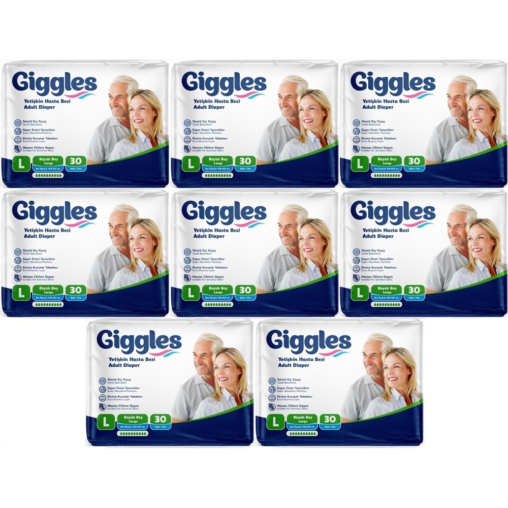 Giggles Hasta Bezi Yetişkin Bel Bantlı Tekstil Yüzey Büyük - Large (L) 240 Adet (8PK*30)