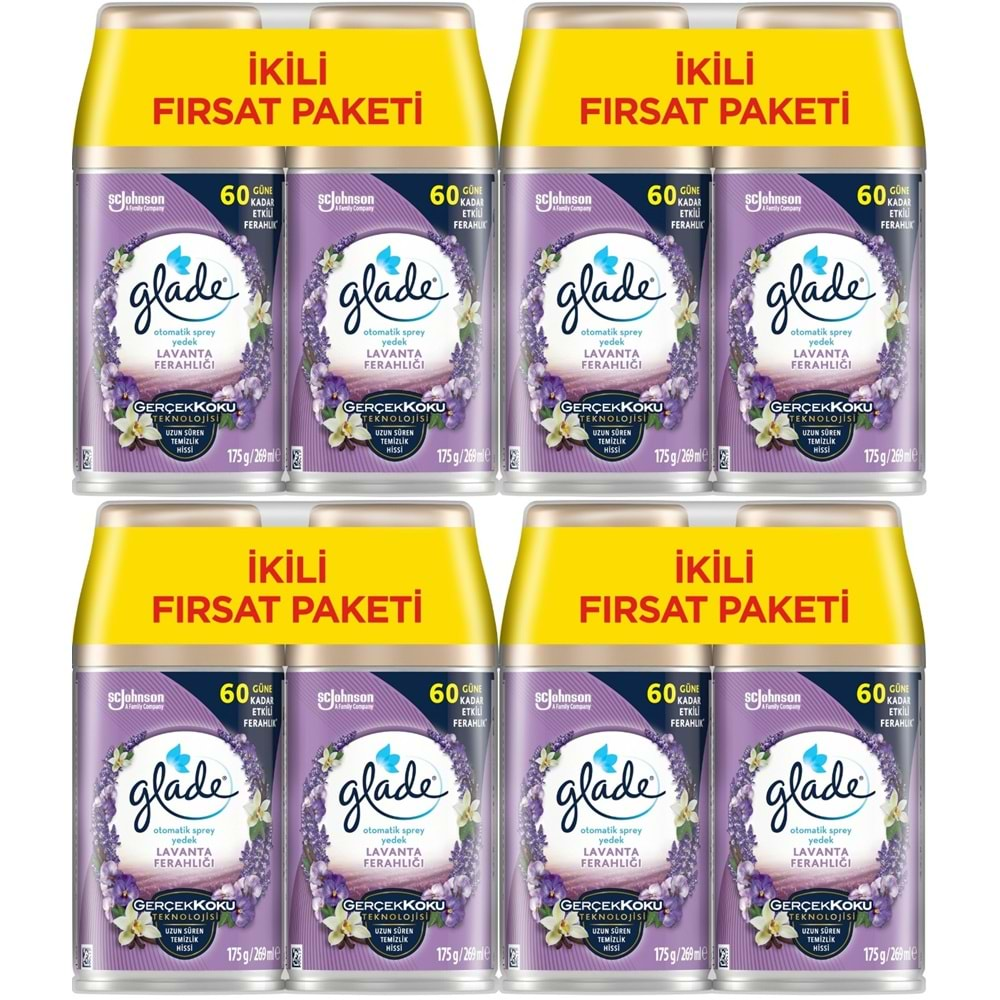 Glade Oda Kokusu Otomatik Sprey Yedek 269ML (8 Li Set) Lavanta (4PK*2)