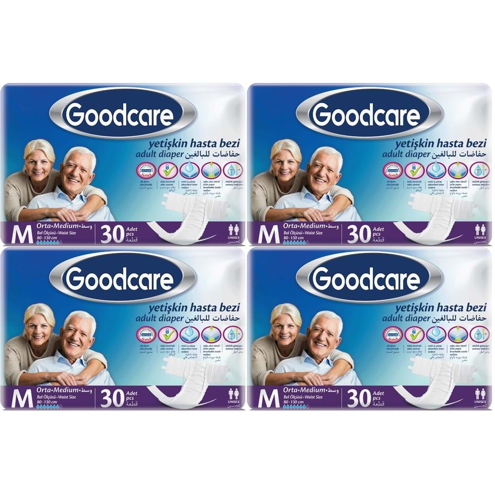 Goodcare Hasta Bezi Yetişkin Bel Bantlı Tekstil Yüzey M Medium - Orta 120 Adet (4PK*30)