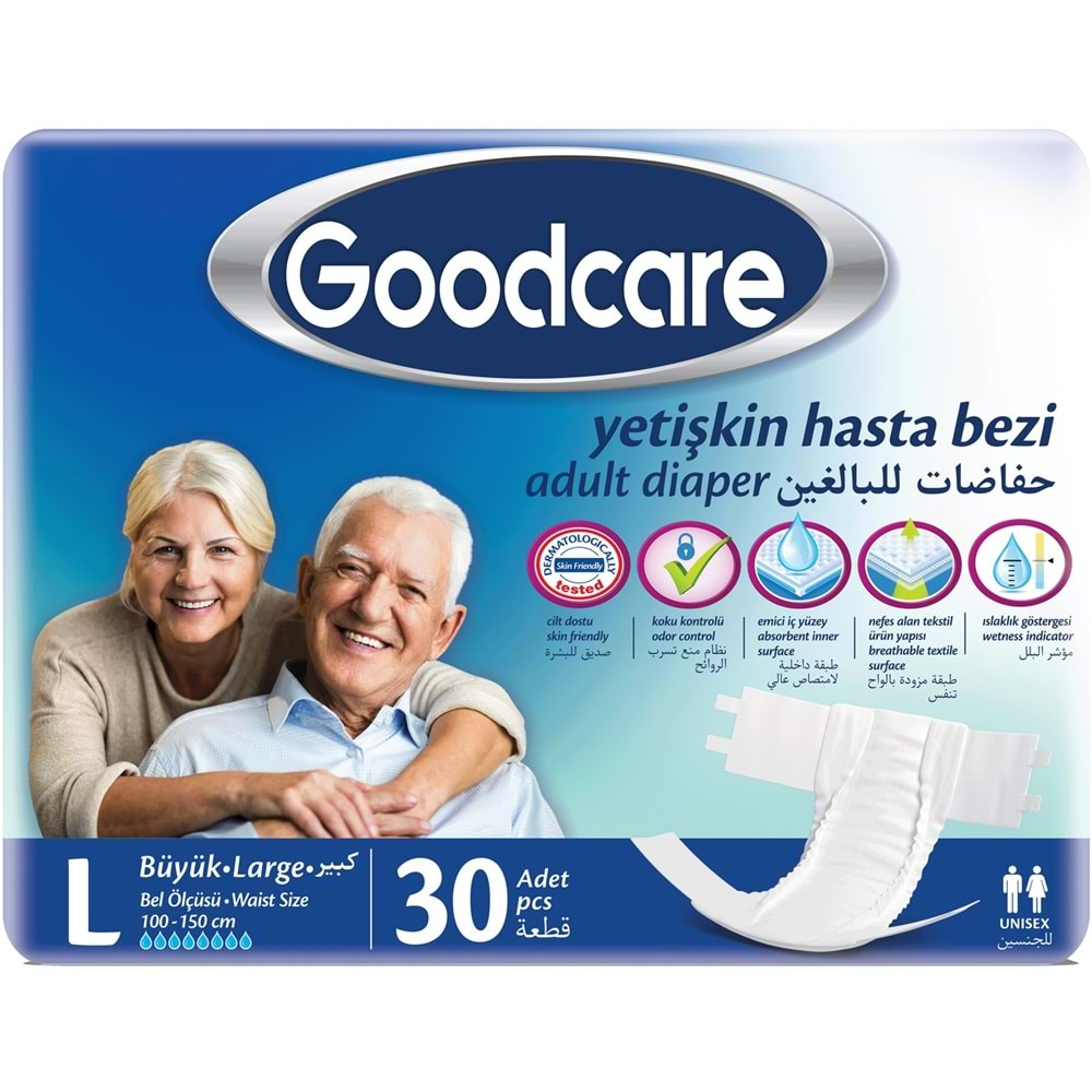 Goodcare Hasta Bezi Yetişkin Bel Bantlı Tekstil Yüzey L Large - Büyük 120 Adet (4PK*30)