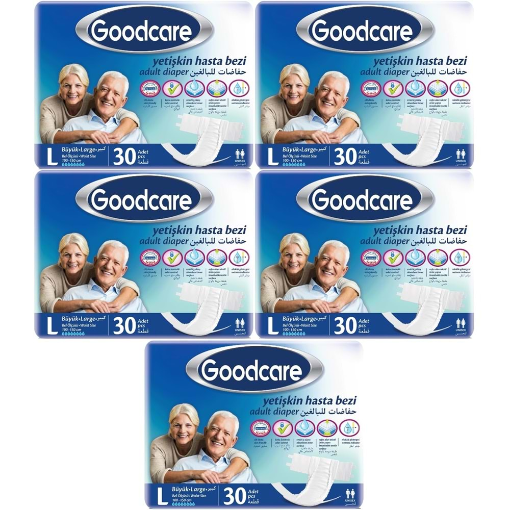 Goodcare Hasta Bezi Yetişkin Bel Bantlı Tekstil Yüzey L Large - Büyük 150 Adet (5PK*30)