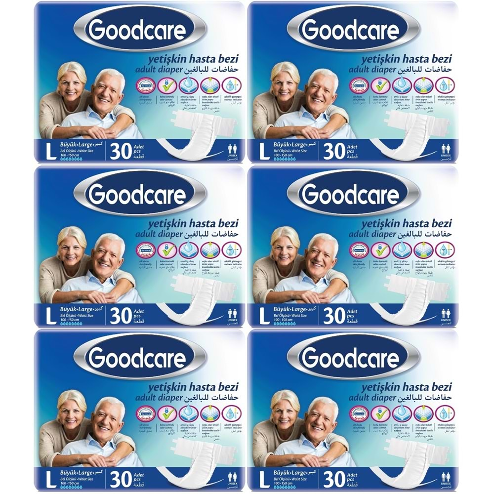 Goodcare Hasta Bezi Yetişkin Bel Bantlı Tekstil Yüzey L Large - Büyük 180 Adet (6PK*30)