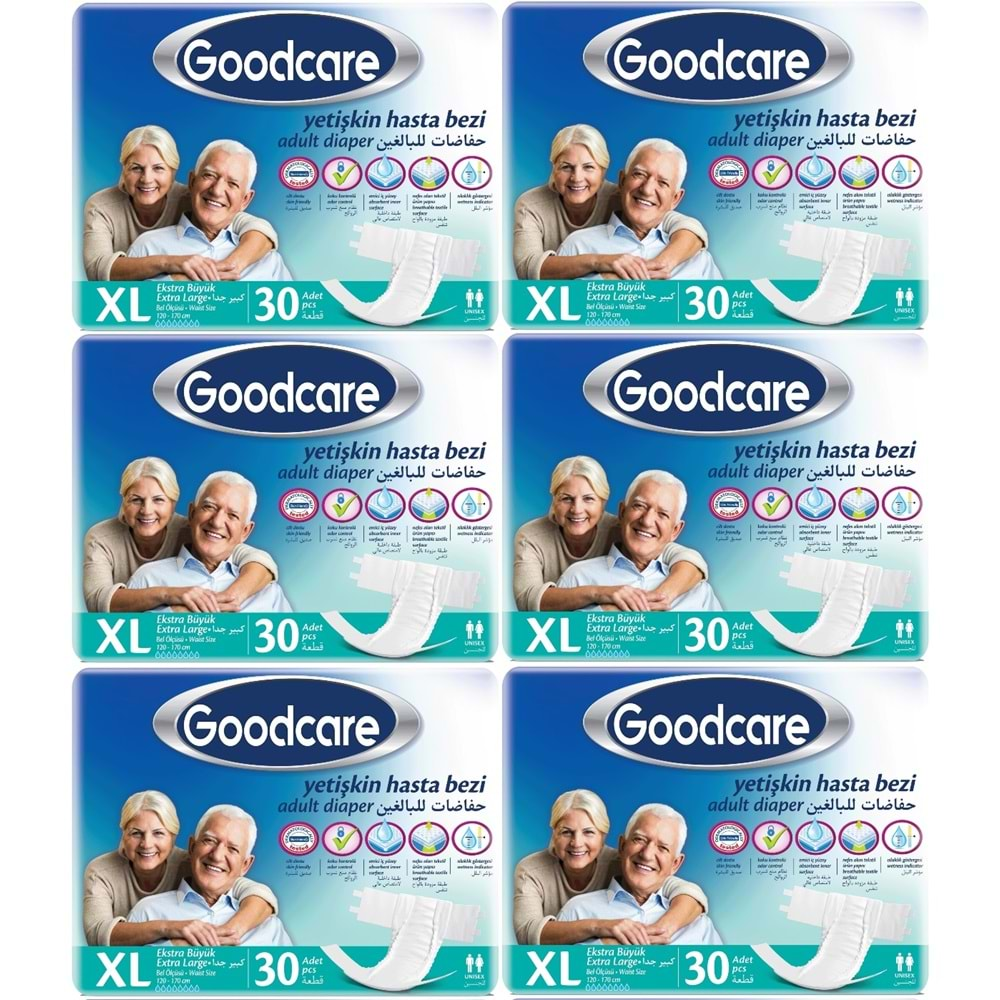 Goodcare Hasta Bezi Yetişkin Bel Bantlı Tekstil Yüzey XL Extra Large- Ekstra Büyük 180 Adet (6PK*30)