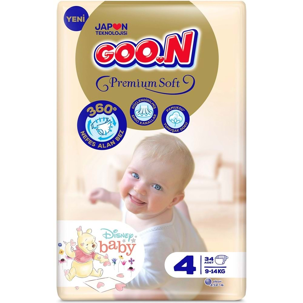 Goon Premium Soft Bebek Bezi Beden:4 (9-14Kg) Maxi 102 Adet Jumbo Fırsat Pk