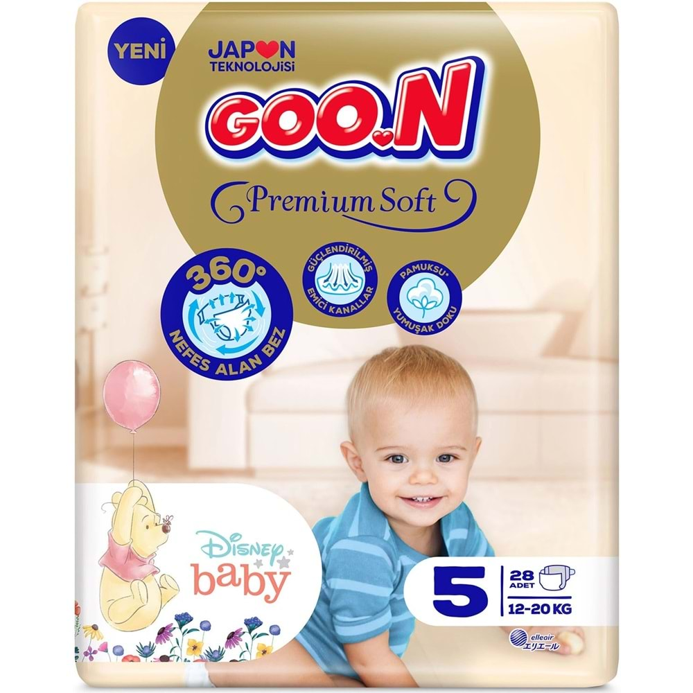 Goon Premium Soft Bebek Bezi Beden:5 (12-20Kg) Junior 112 Adet Jumbo Aylık Pk