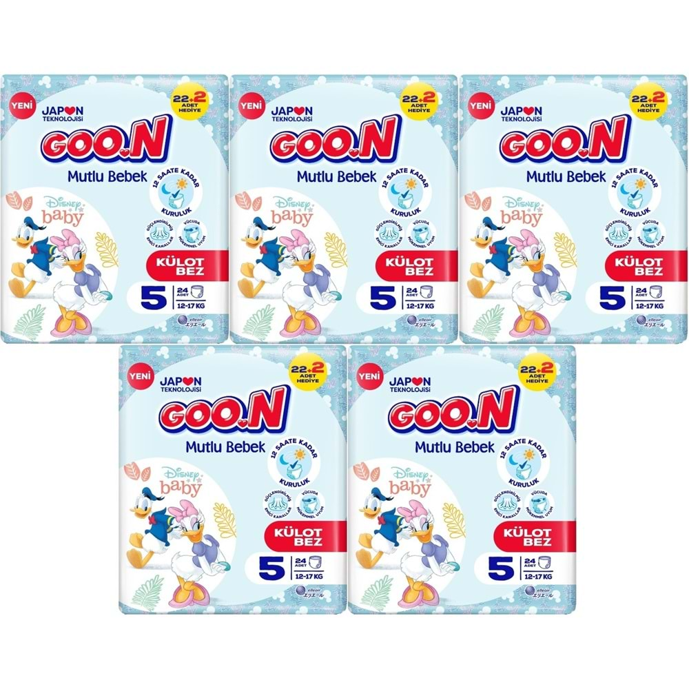 Goon Mutlu Bebek Külot Bebek Bezi Beden:5 (12-17Kg) Junior 120 Adet Jumbo Mega Pk