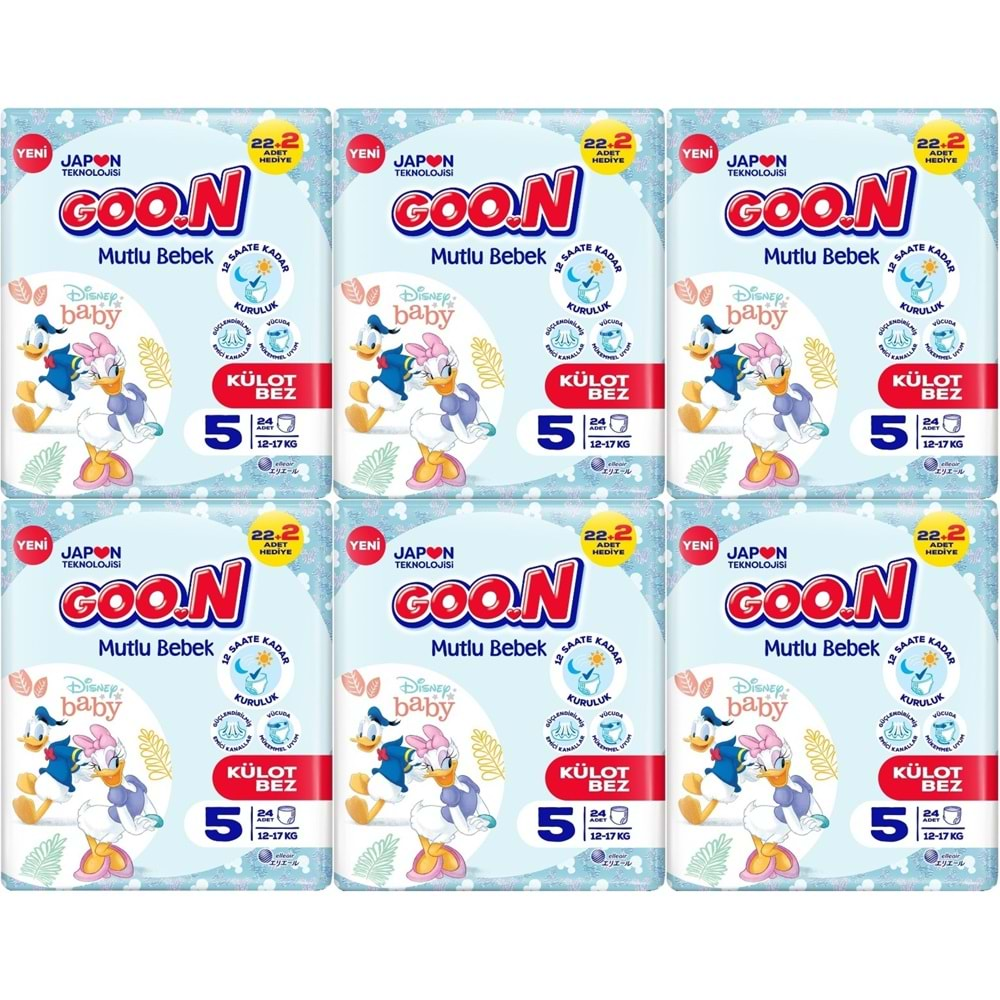 Goon Mutlu Bebek Külot Bebek Bezi Beden:5 (12-17Kg) Junior 144 Adet Jumbo Ekstra Pk