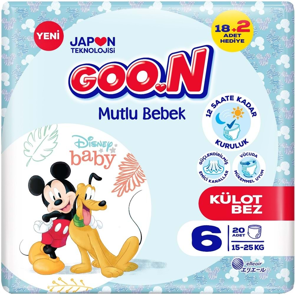 Goon Mutlu Bebek Külot Bebek Bezi Beden:6 (15-25KG) Extra Large 80 Adet Jumbo Aylık Pk