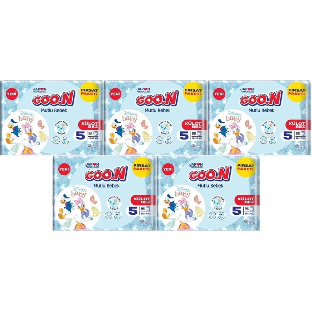 Goon Mutlu Bebek Külot Bebek Bezi Beden:5 (12-17KG) Junior 310 Adet Mega Fırsat Pk