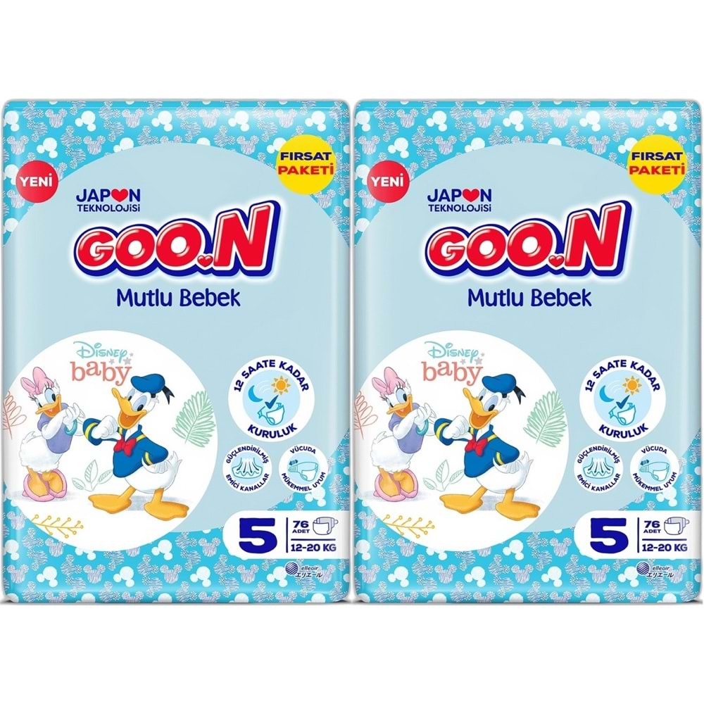 Goon Mutlu Bebek Bebek Bezi Beden:5 (12-20KG) Junior 152 Adet Ekonomik Fırsat Pk