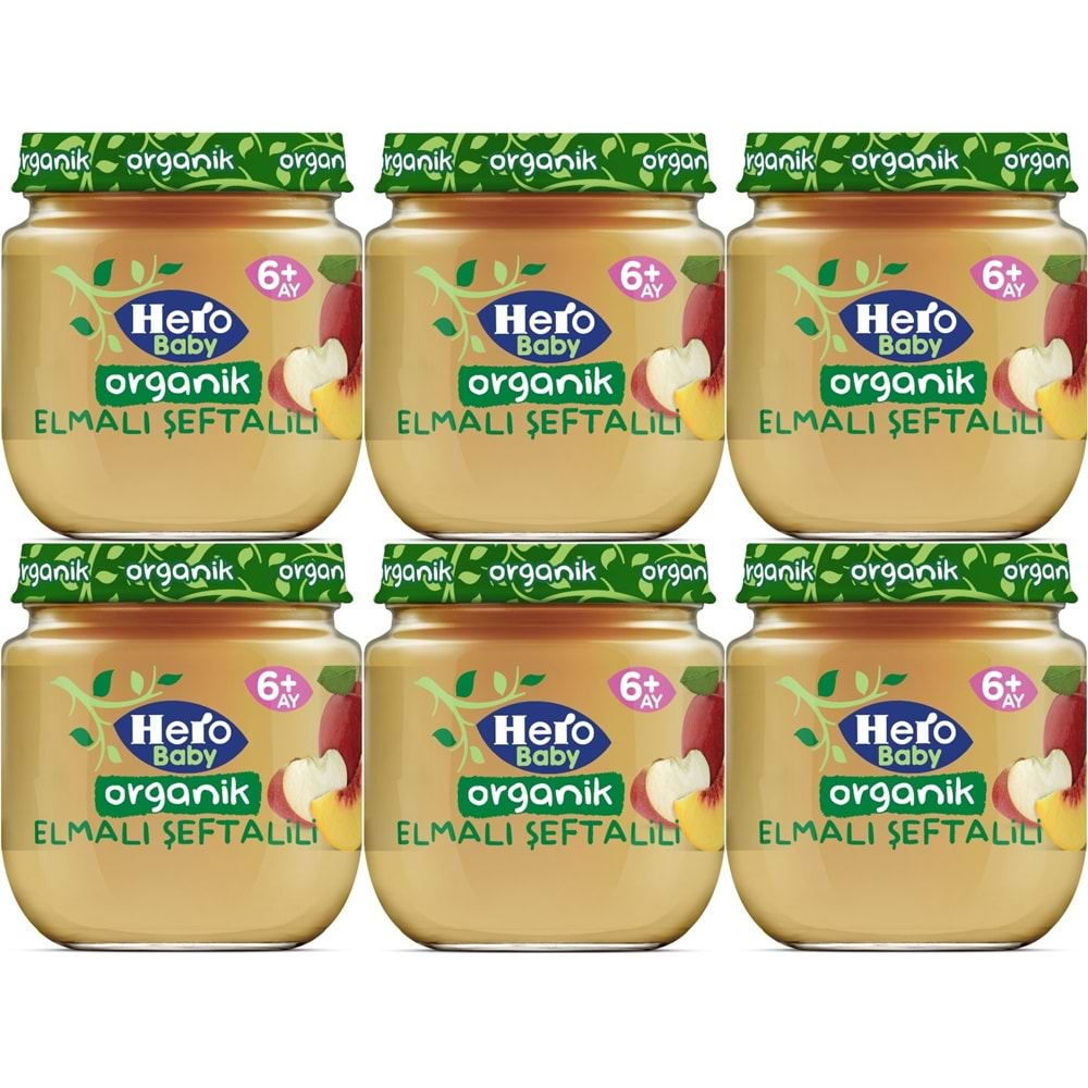 Hero Baby Kavanoz Maması 120GR Organik Elmalı Şeftalili (6 Lı Set)