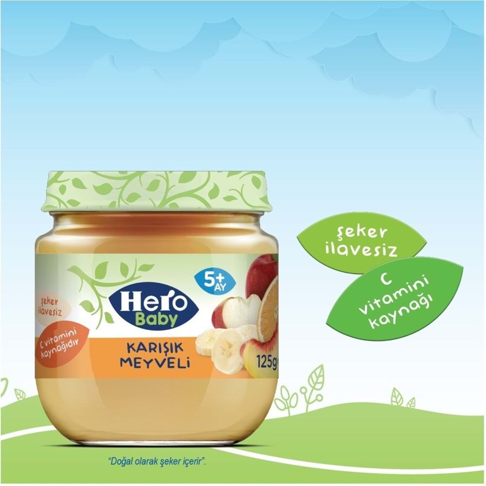 Hero Baby Kavanoz Maması 125GR Karışık Meyveli 12 Li Set