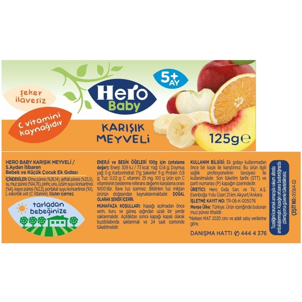 Hero Baby Kavanoz Maması 125GR Karışık Meyveli 12 Li Set