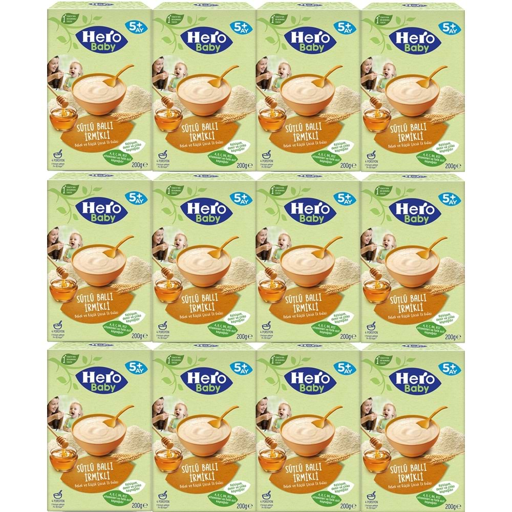 Hero Baby Kaşık Maması 200GR Sütlü Ballı İrmikli 12 Li Set