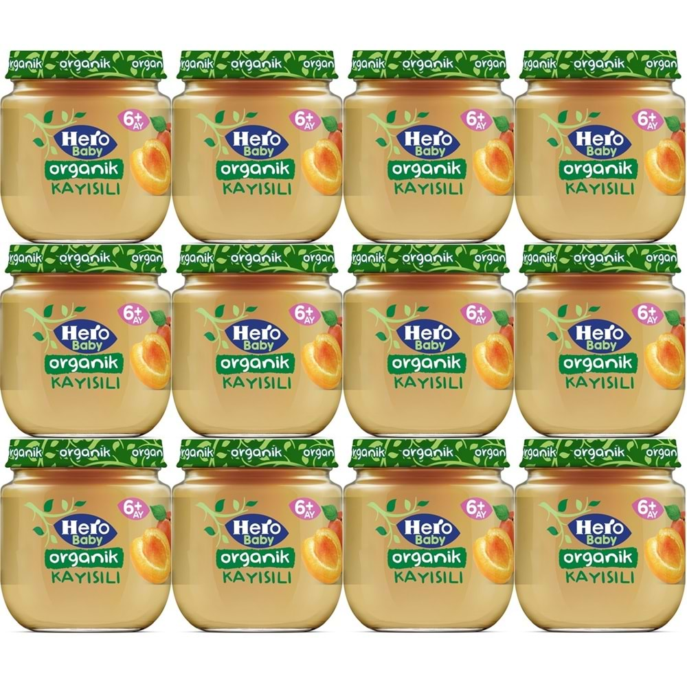 Hero Baby Kavanoz Maması 120GR Organik Kayısılı (12 Li Set)