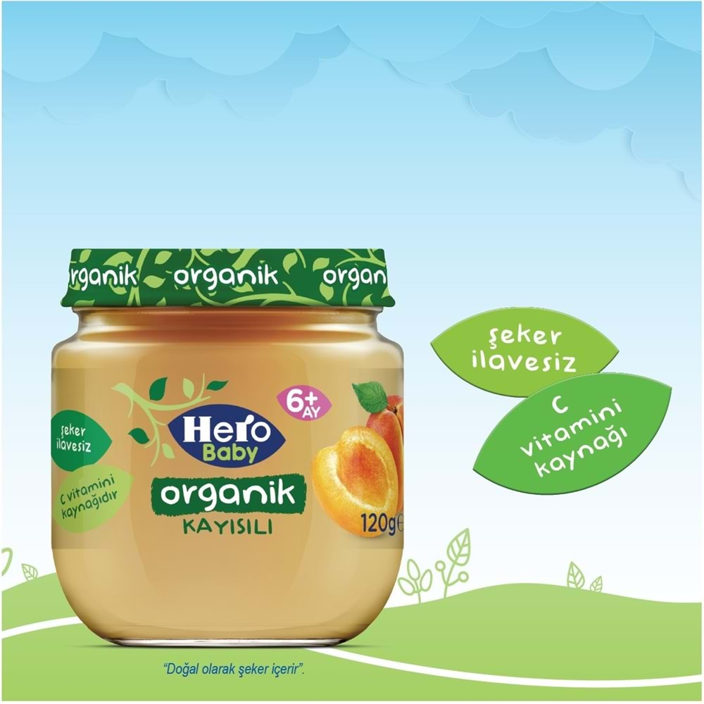 Hero Baby Kavanoz Maması 120GR Organik Kayısılı (12 Li Set)