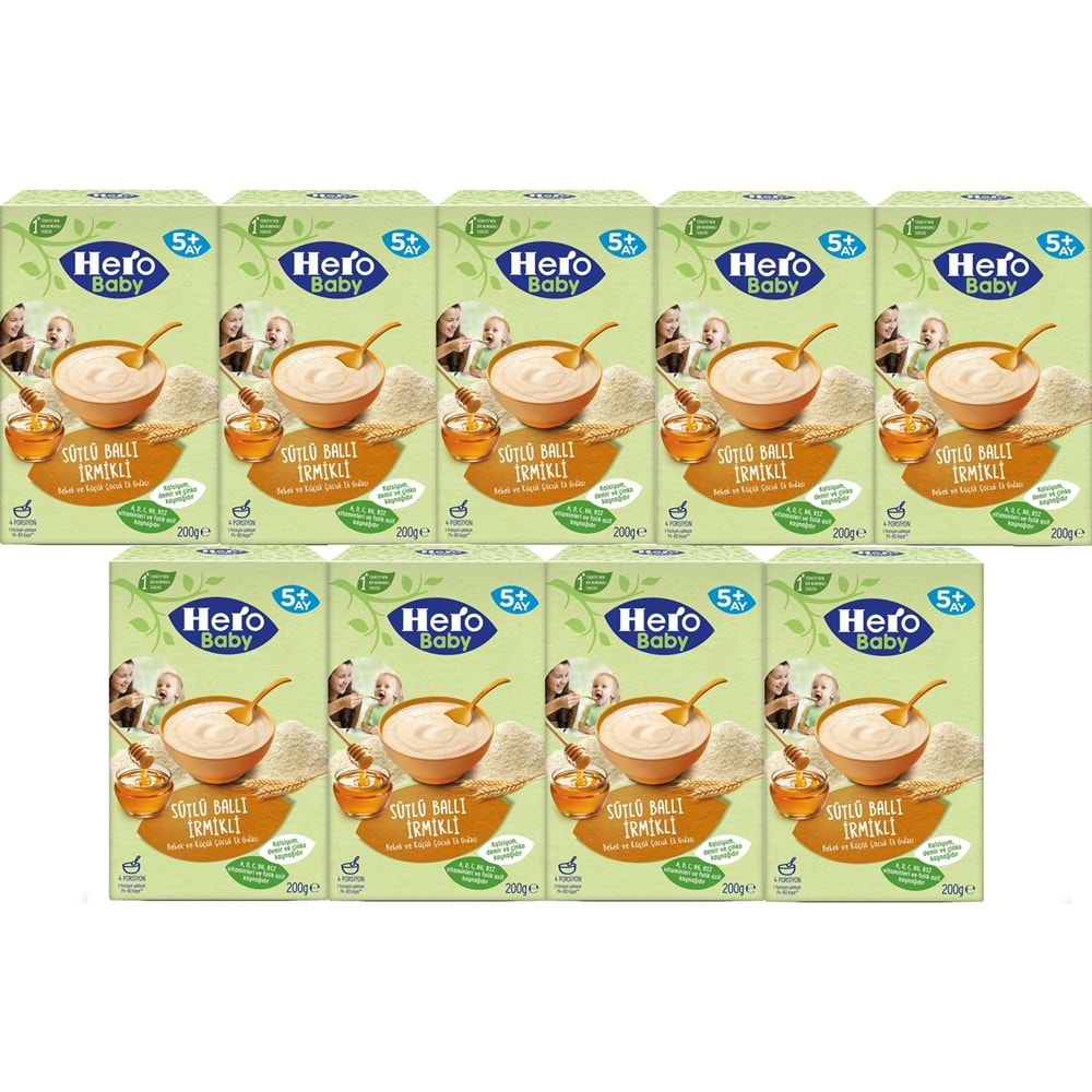 Hero Baby Kaşık Maması 200GR Sütlü Ballı İrmikli 9 Lu Set