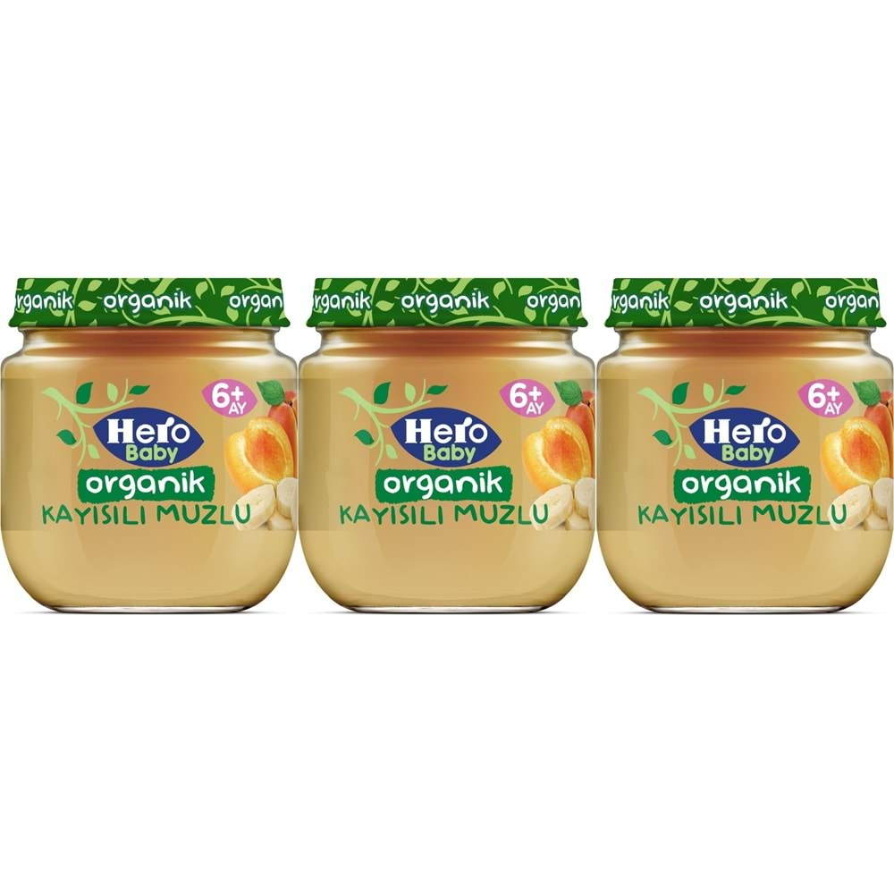 Hero Baby Kavanoz Maması 120GR Organik Kayısılı Muzlu (3 Lü Set)